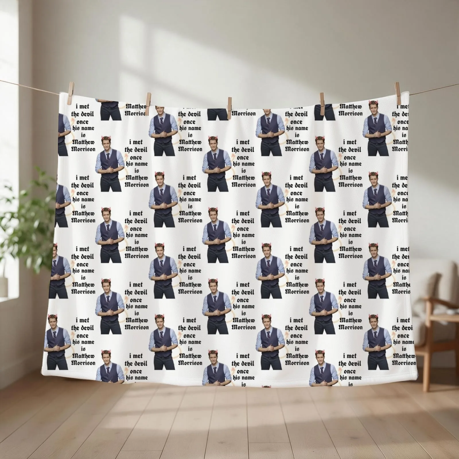I met the devil once his name is matthew morrison Throw Blanket couch cozy soft plush fuzzy picnic outdoor blanket