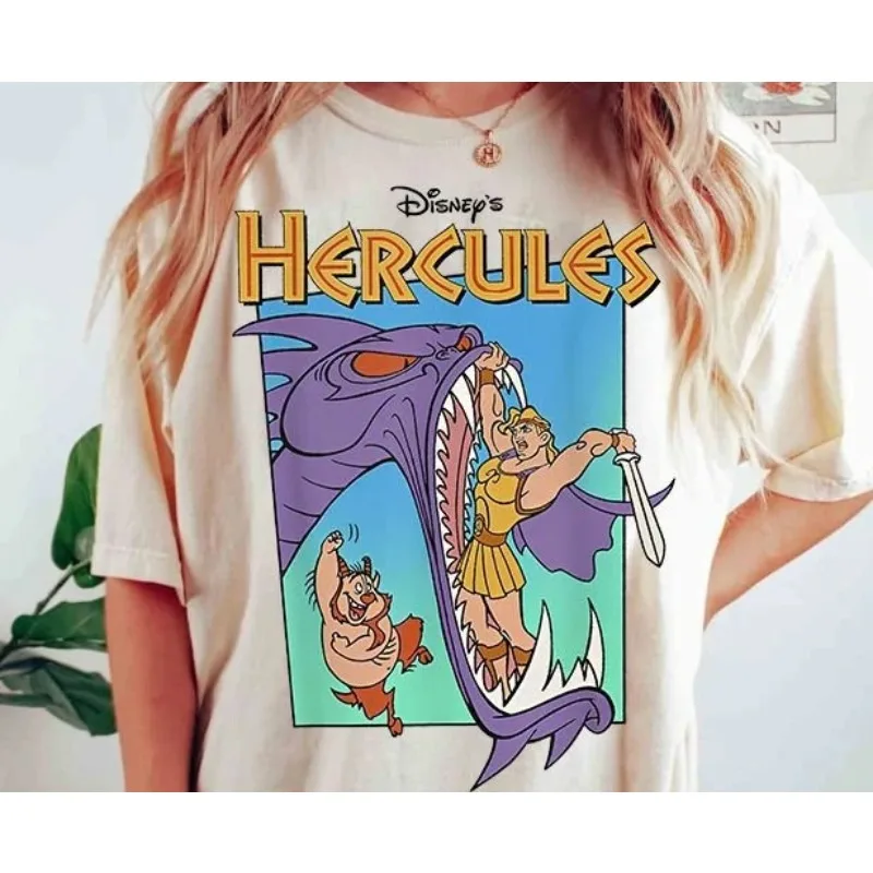 

Ретро рубашка Disney Strongman Philoctetes, женская футболка, новая повседневная модная уличная одежда для пар