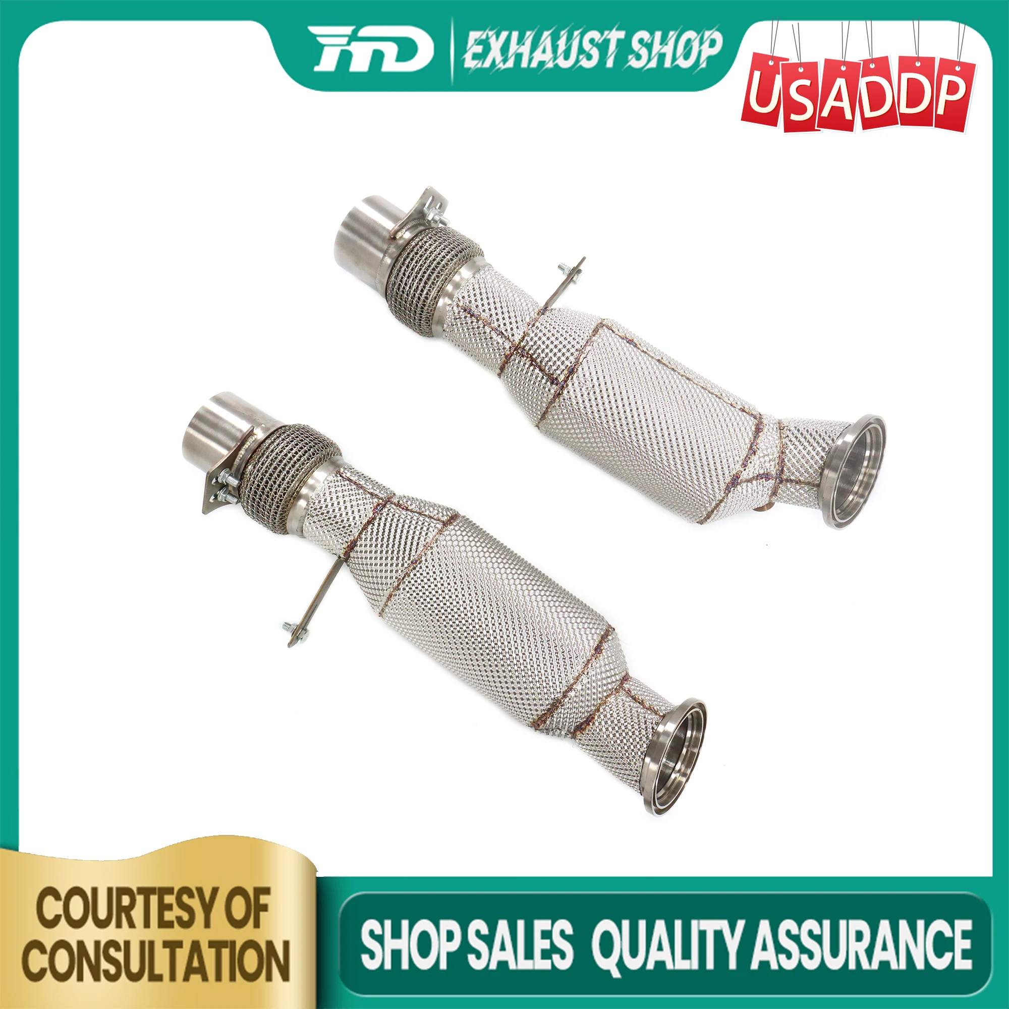 

Downpipe for BMW M760i G11 6.6T 2016-2019 Heat shields Sounds good SS304 Exhaust system Catalyst High quality