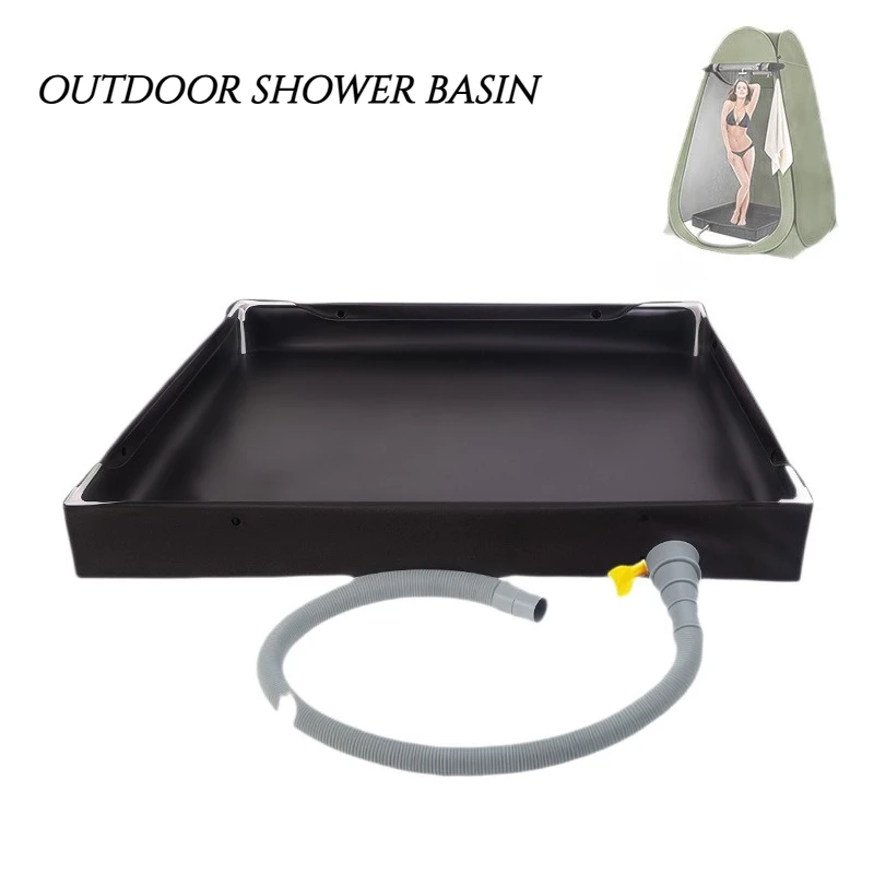 Portable Tent Floor Base Male Female Folding Shower Pan with Drain Pipe PVC for Outdoor RV Pet Bath Hiking Camping Shower Beach
