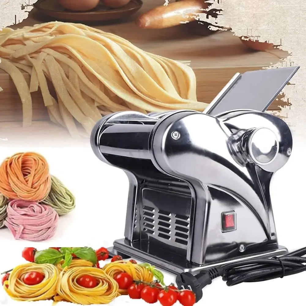 

Electric Pasta Maker Family Noodle Making Machine Dough Roller Cutter 6 Thickness Adjustable 110V 135W Stainless Steel Pasta Mac