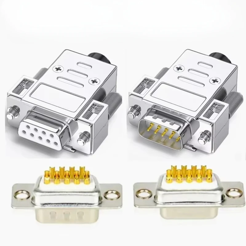 Mini Version DB9 Male Plug / Female Socket Metal Shell Kit RS232 9 Pin Serial Port Connector RS485 RS422 COM D-SUB9 Adapters