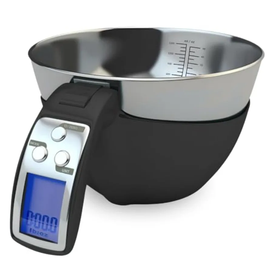 

Digital Kitchen Food Scale with Bowl - 11lb Grams Ounces - Removable Dishwasher-Safe Mixing Bowl - Black