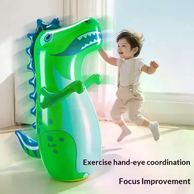 Dinosaur Inflatable Tumbler Toy With Thickened PVC Bounce Back Design Perfect For Kids Indoor Home Daily Play Entertainment