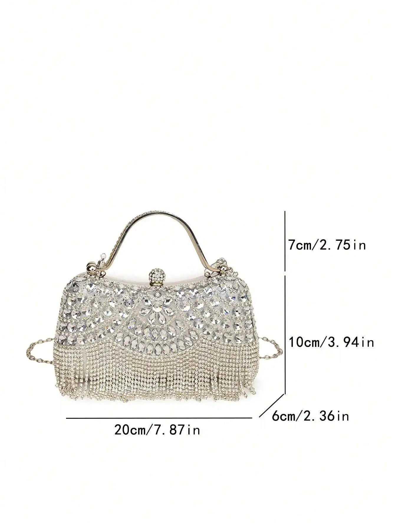 Rhinestone Evening Clutch Bag With Tassel And Chain Strap For Party Wedding Prom