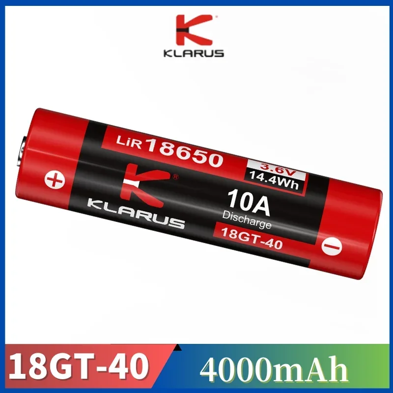 KLARUS 18GT-40 18650 Battery 4000mAh 10A Flashlight battery 18650 Li-ion Battery , Flashlight Gift