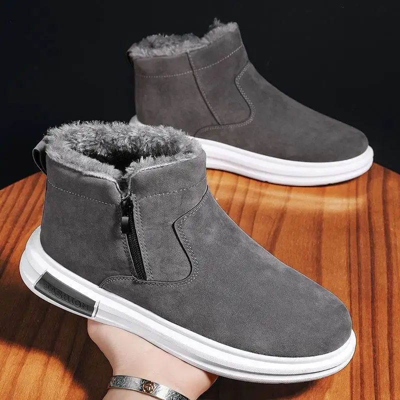 Bottes de neige à plateforme simple pour hommes, chaussures en coton, confortables, chaudes, personnalité non ald, extérieur, hiver, 2024