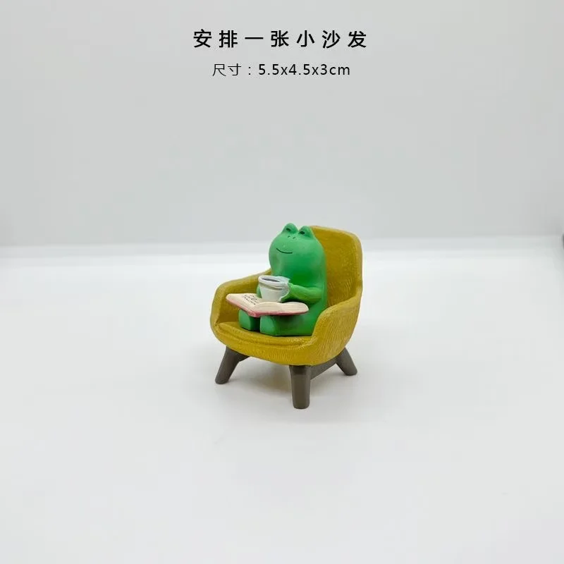 Frosch-Harz-Miniatur Puppenhaus-Zubehör DIY Bürodekoration Anime-Statuen Auto-Ornament Niedliches Modernes Kunstmodell Mini-Spielzeug – Detail 6