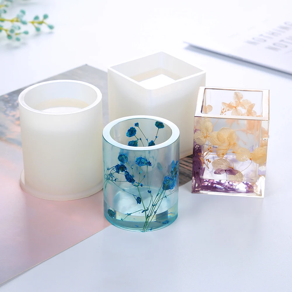 

Pen Holder Shape Silicone Mold Transparent Epoxy Resin Molds DIY Pen Container Square Round Storage Crafts Jewelry Making Mould