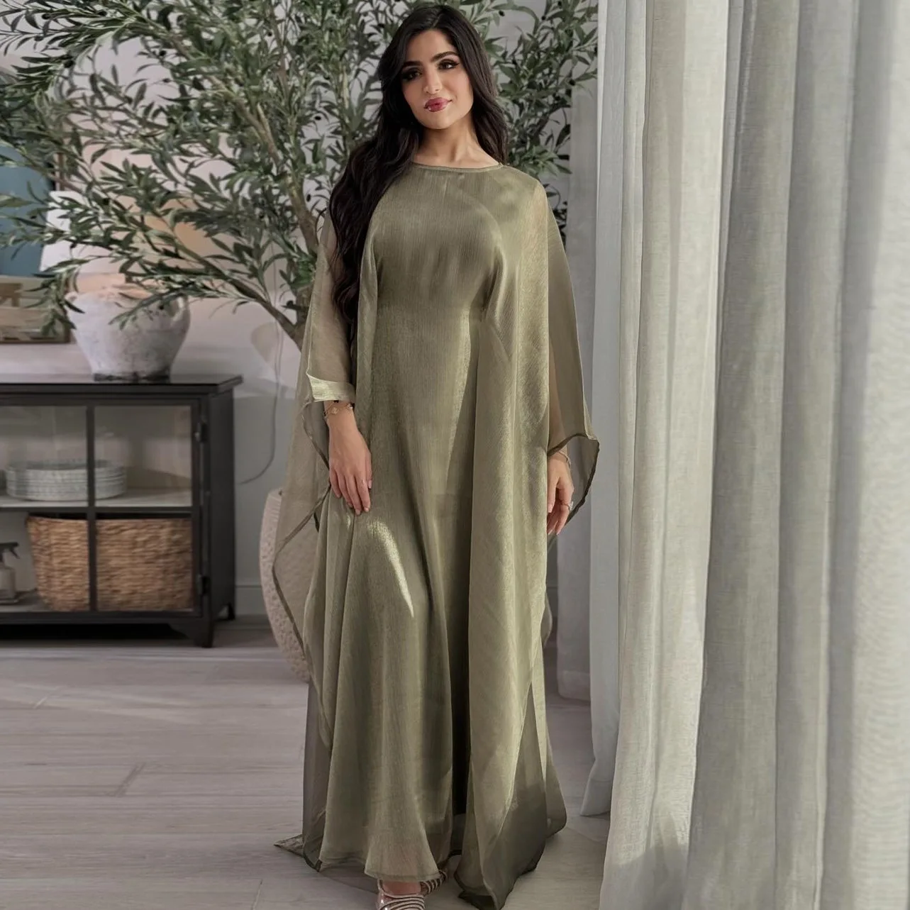 Eid Batwing Jalabiya Ramadan Dubai Luxury Abayas for Women Muslim Dress Turkey Kaftan Arabic Robe Kebaya Caftan Marocain Femme