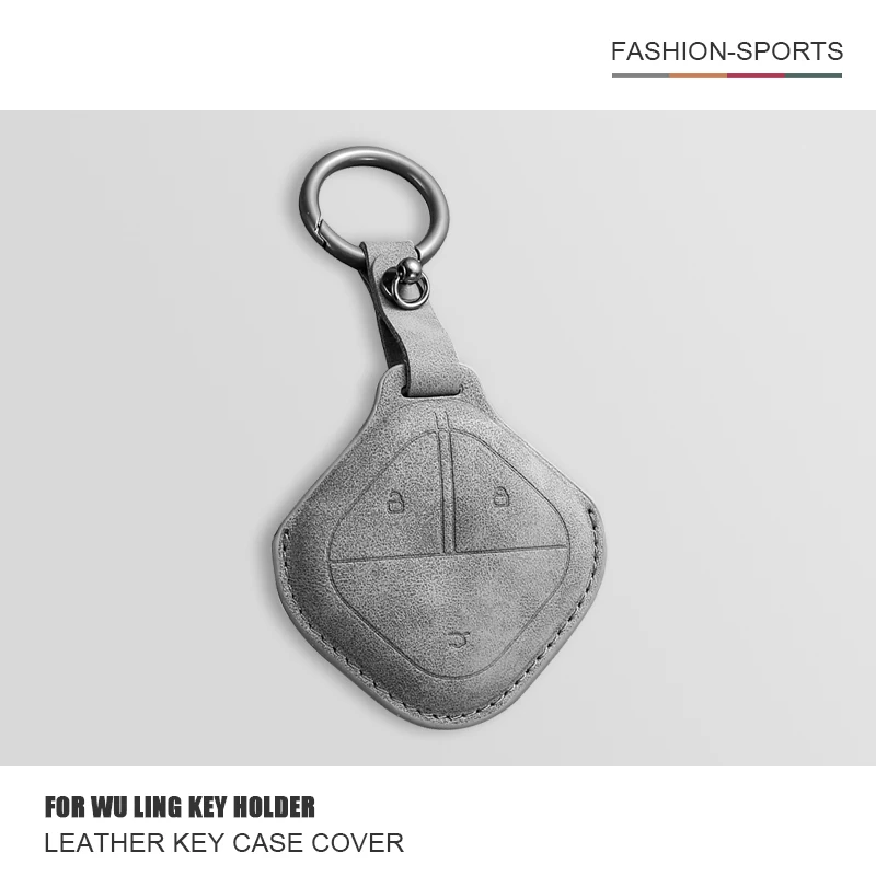 

For SGMW Wuling BINGO Airev 2023 for Baojun Kiwi EV Leather Car Smart Remote Key Case Cover Shell Fob Key Keychian Accessories