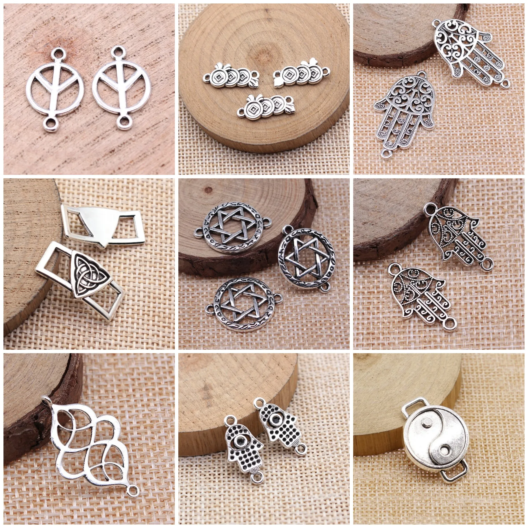 Classic Celtic Hamsa Hand Amulet Jewelry Connectors Accessories For DIY Handmade Jewelry Craft Making Bulk