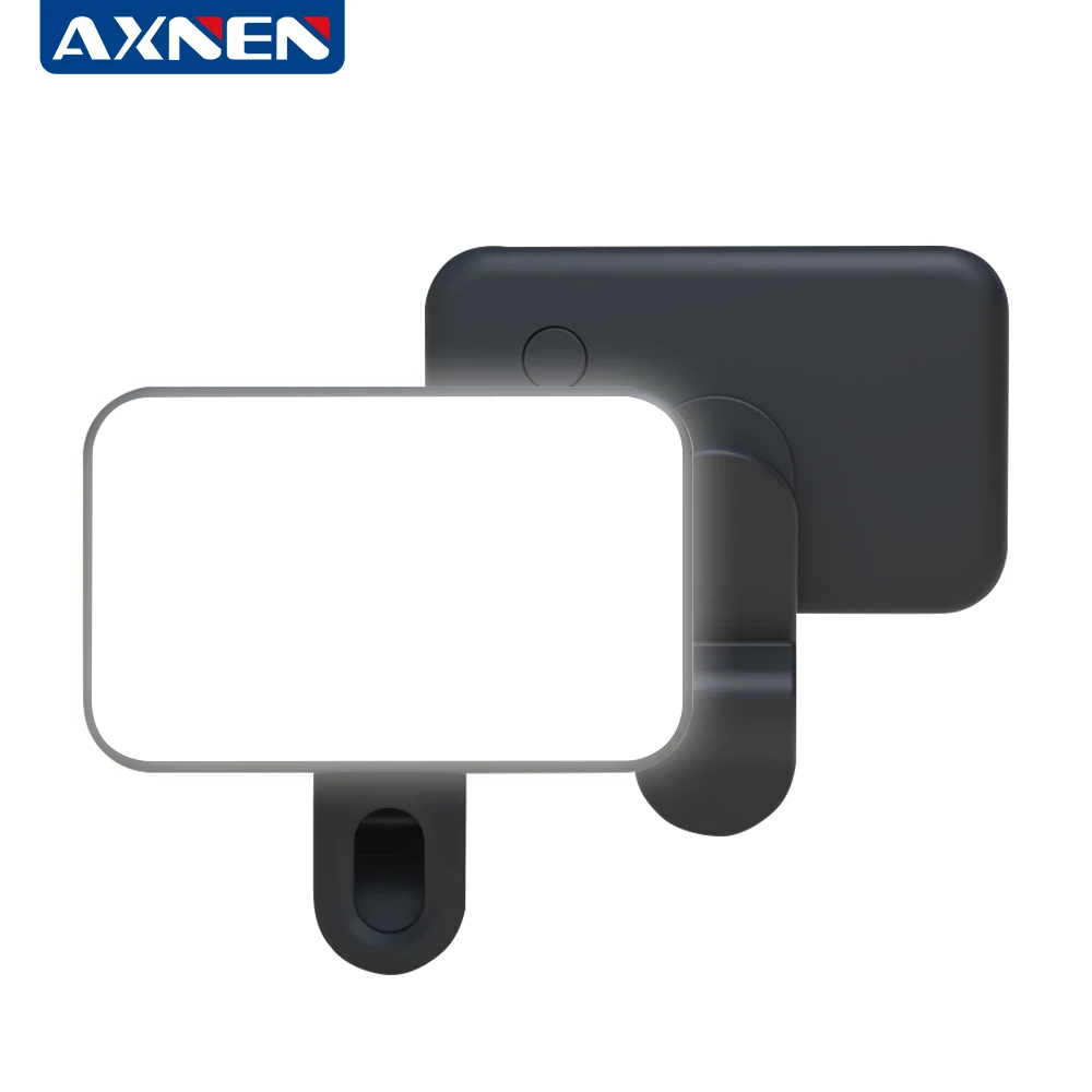 AXNEN Mini Rechargeable Selfie Fill Light - 3 Color Modes Adjustable Brightness Clip-on LED Light for Mobile Phones Computers
