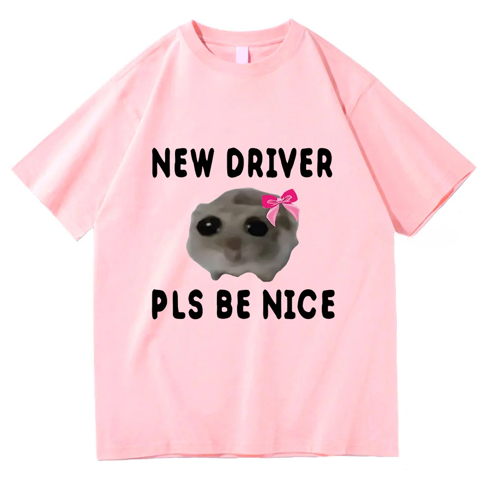 Sad Hamster Driver T Shirts Funny Kawaii Men/Women Clothing Harajuku Aesthetic Tshirt Vintage Unisex Streetwear Cotton Tops