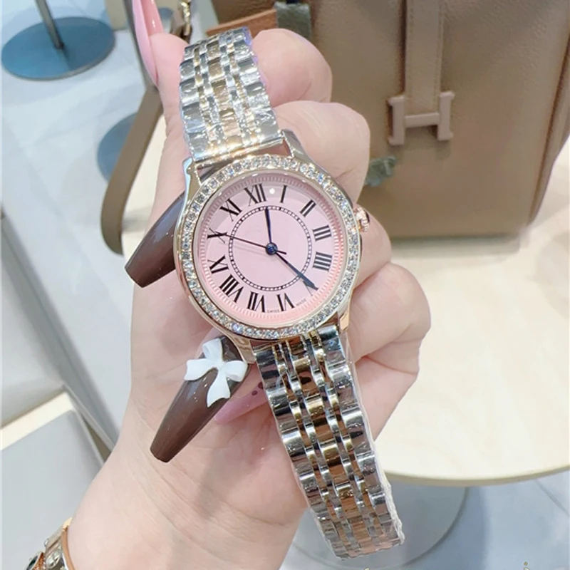 أزياء العلامة التجارية ساعات المعصم النساء فتاة السيدات جميلة 32mm الهاتفي الصلب المعادن الفرقة الكوارتز ساعة فاخرة CA165