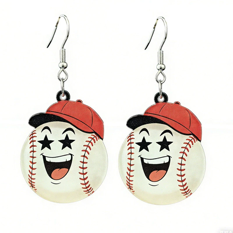 12 Pairs New Baseball Season Acrylic Earrings Baseball Elements Cute Fun Popcorn Earrings Sports Style Earrings Wholesale