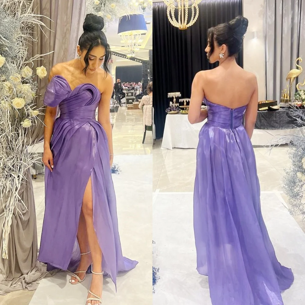 

Customized Modern Style Organza Ruched A-line One-shoulder Long Dresses Cocktail Dresses Pastrol Unisex Chinese Style Formal Cas