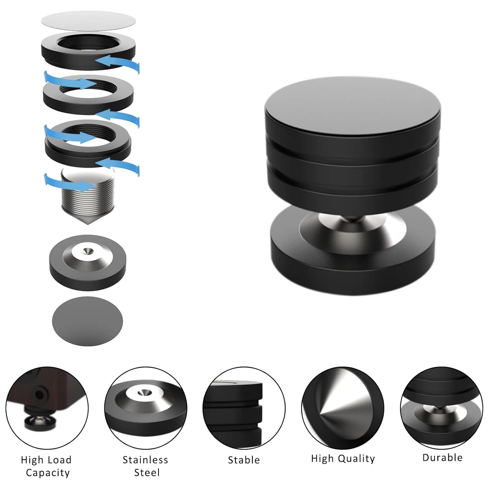 Sp4949 hi-end 4 peças de alumínio 49mm * 37mm/49mm * 12mm pés de isolamento alto-falante picos/almofadas cones de áudio montagens de alta fidelidade almofadas amplificador