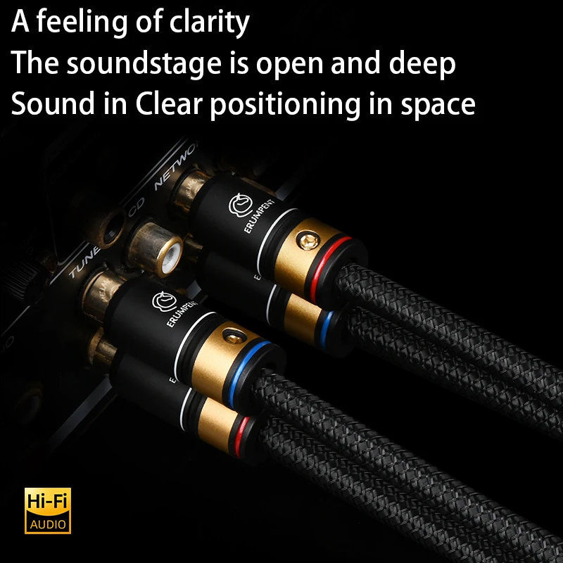 One Pair HiFi RCA Male to RCA male Audio Cable  6N OCC Core  Double Shielded 2RCA Male to Female Audio Signal for Amplifer TV