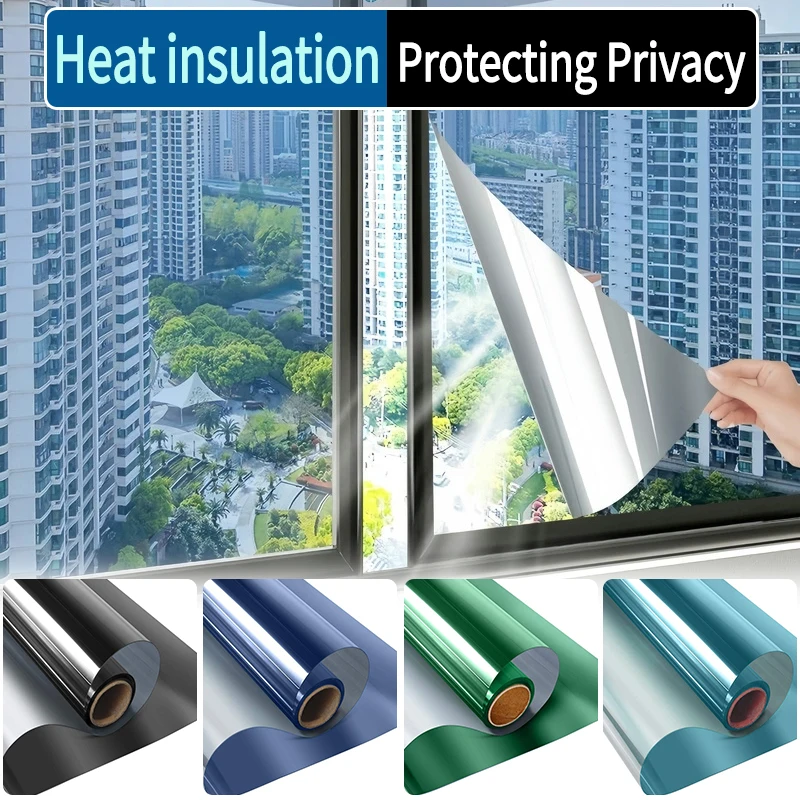 

3/2/1M One Way Mirror Window Film Daytime Privacy Self-adhesive Vinyl Sun Blocking Anti UV building film for Home and Office