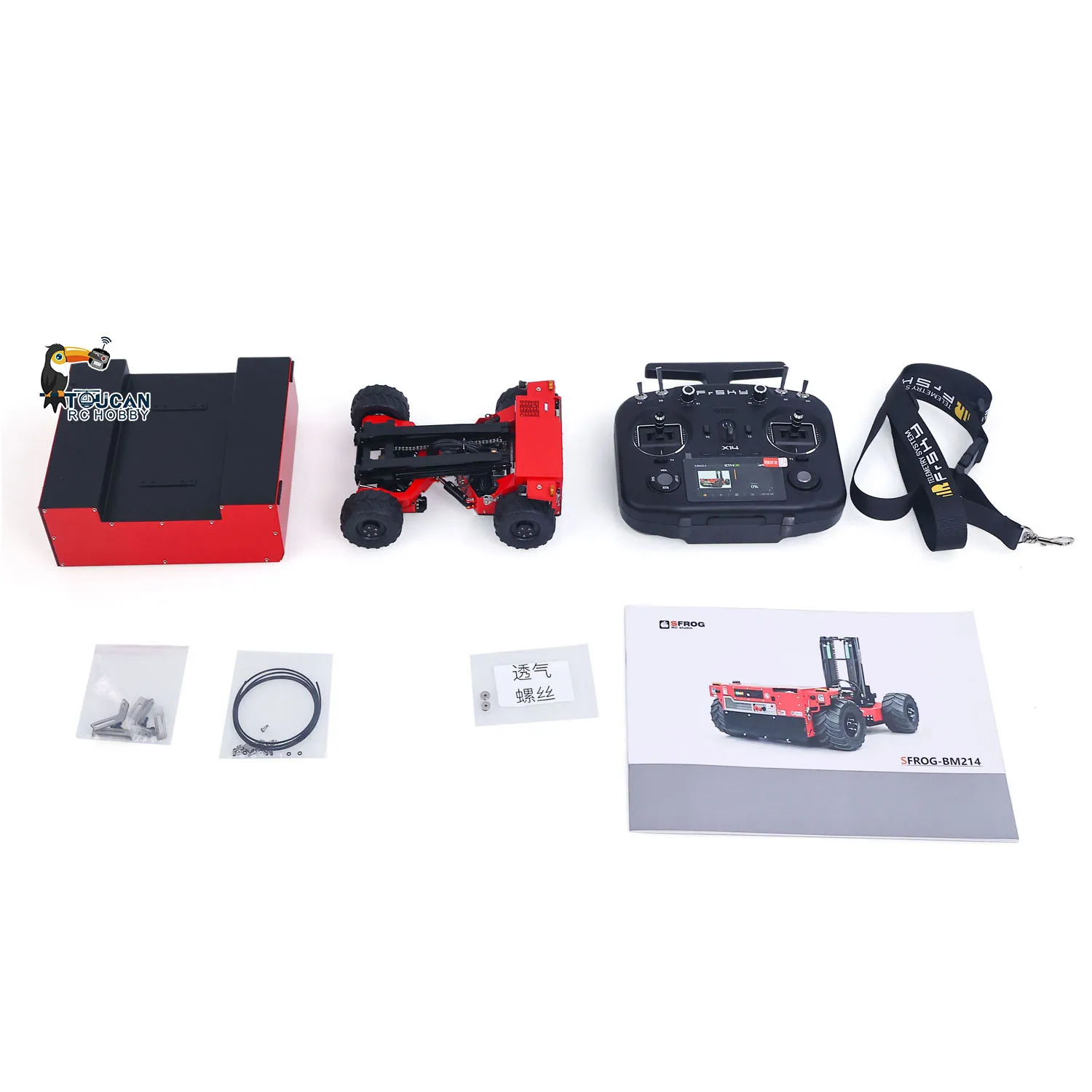 

Super Frog Metal 1/14 Mini BM214 RC Hydraulic Foldable Forklift Truck Radio Control Cars 5 Valves Lights Sound Frsky Storage Box