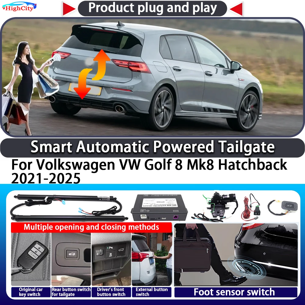 For Volkswagen VW Golf 8 Mk8 Hatchback 2021-2025 Smart Automatic Powered Tailgate Key Trunk Lift Close Electric Power Tailgate
