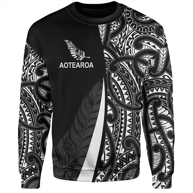 Harajuku 3D New Zealand Waitangi Day Print Sweatshirts NZ Anzac Day Graphic Round Neck Hoodies Fashion Streetwear Mens Clothing