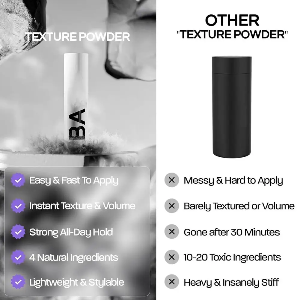 يضيف رذاذ الشعر الملح البحري طويل الأمد حجمًا فوريًا للرجال والنساء، مسحوق تصفيف مموج رقيق للمظهر المثالي