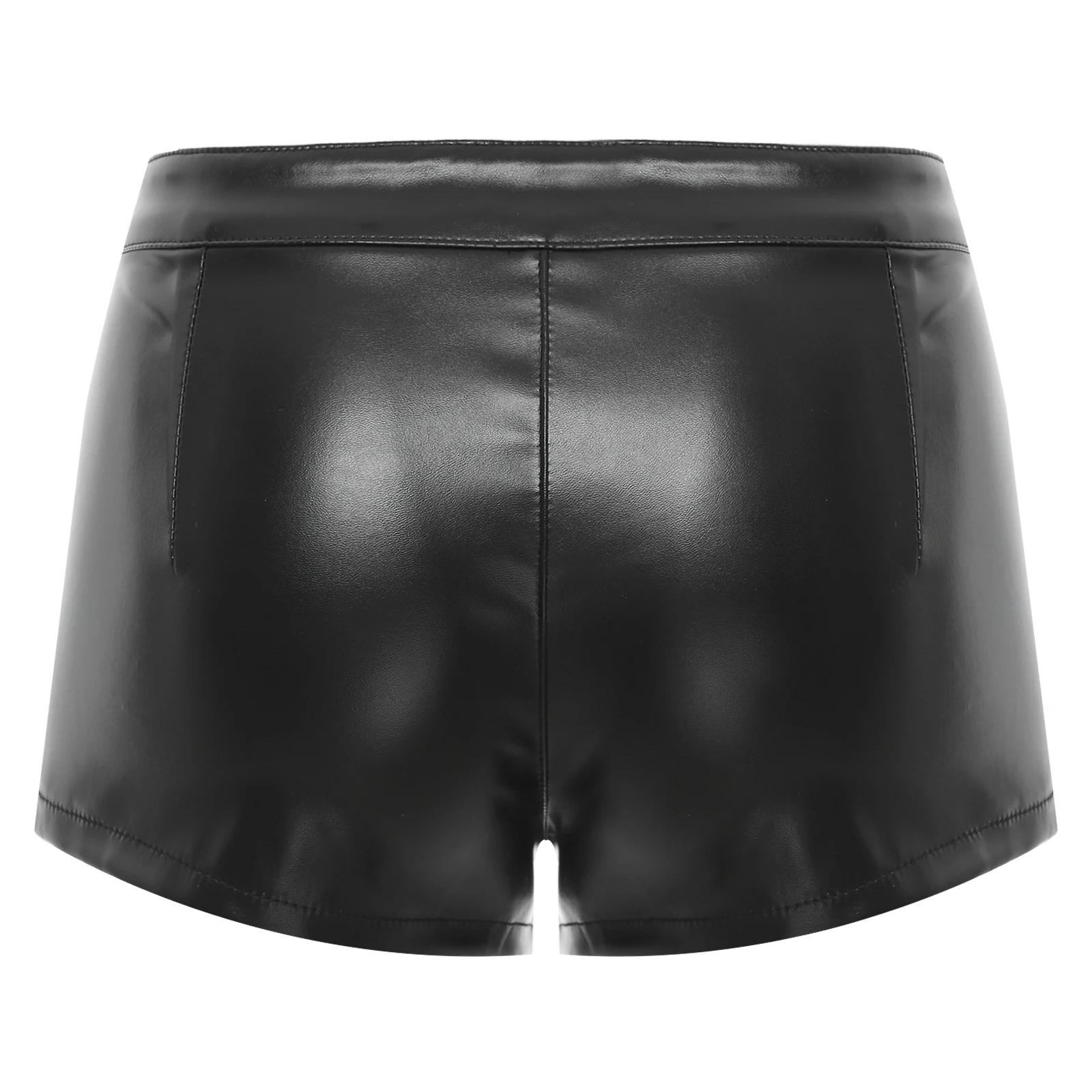 Hot Short Women Sexy PU Leather Shorts Low Waist Lace-up Pockets Rivets Minipants Wet Look Fitting Short Bar Club Party Wear