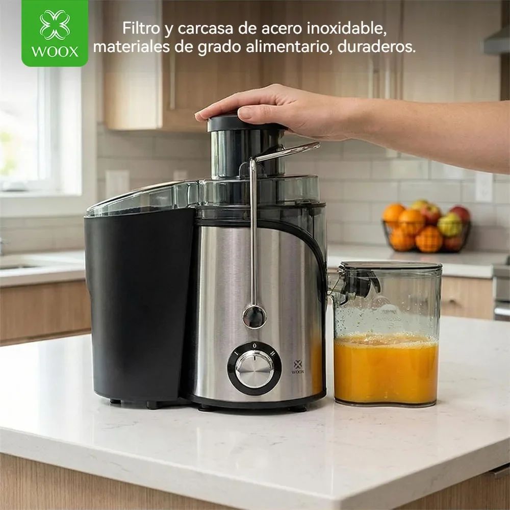 Spremiagrumi elettrico centrifugo WOOX da 600 W, modello migliorato, con beccuccio anti-goccia largo 65 mm, facile inserimento di frutta e verdura, pr