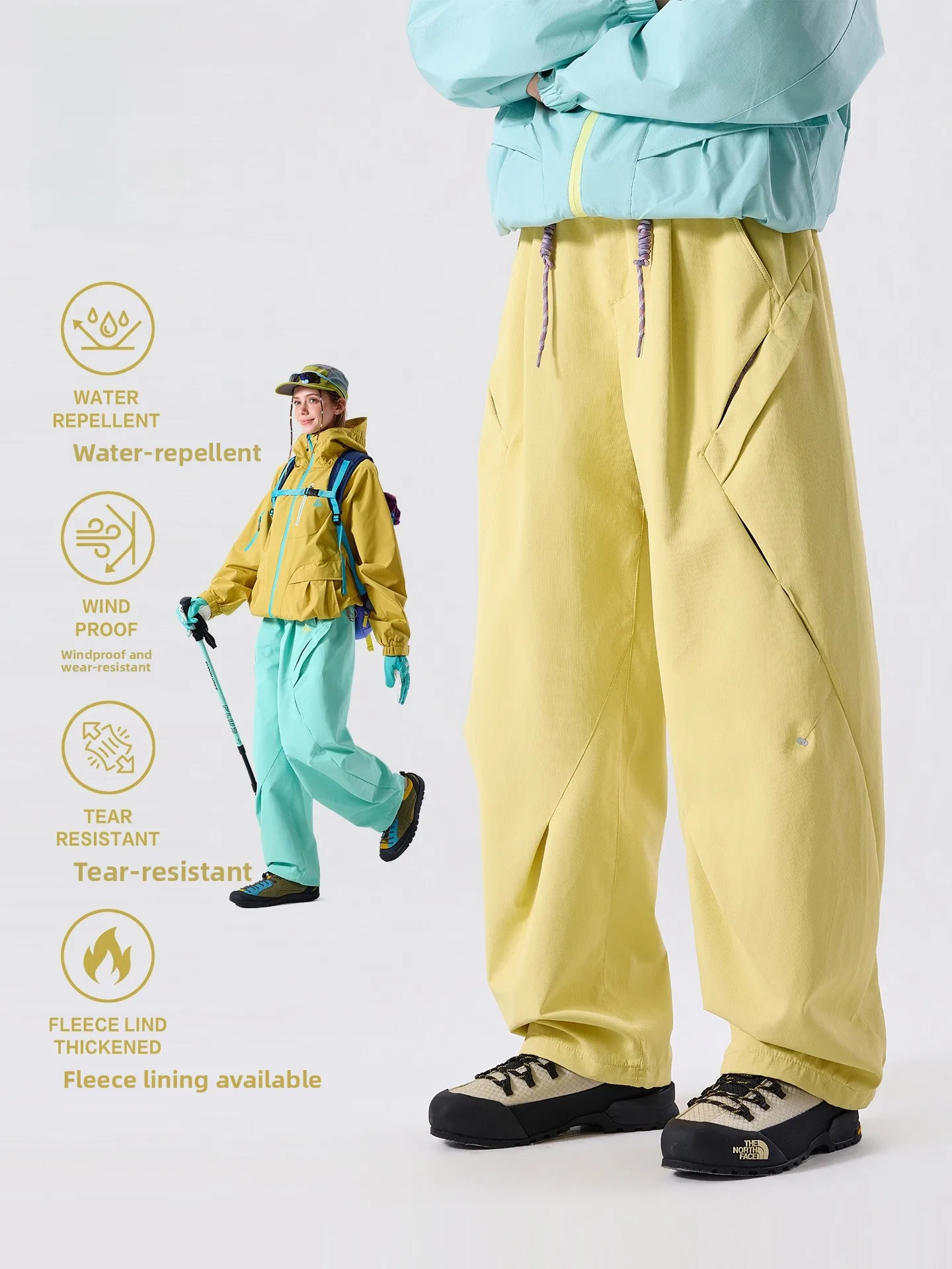 LAZY DAY Outdoor Waterproof Hiking Trousers Women's Loose Functional Sports Paratrooper Workwear Trousers Windproof Wear-resi...