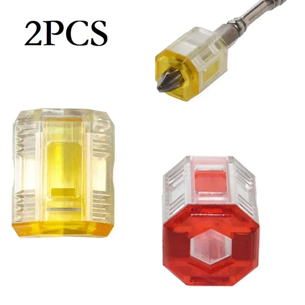 2pcs Magnetic Ring Cross Screwdriver Bit Holder Strong Magnetizer Drill Bit Magnetic Tool For 1/4 Inch Electric Screw Bit ﻿
