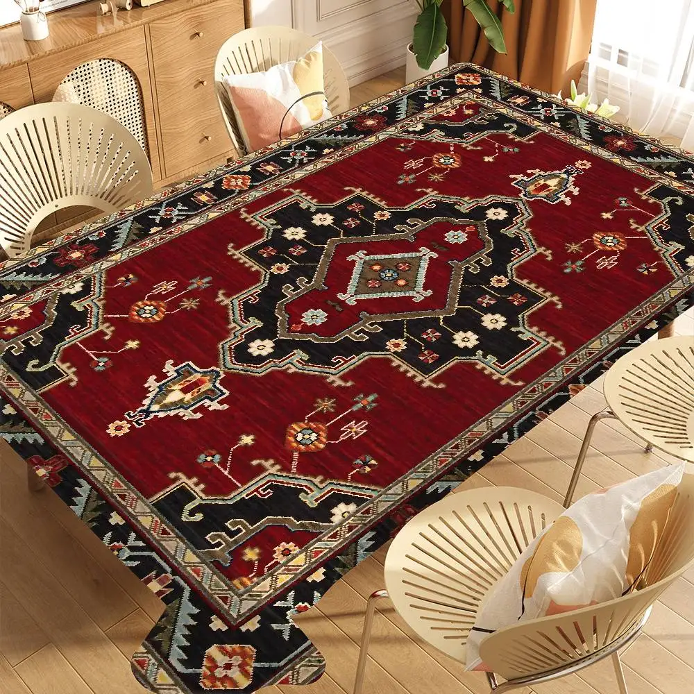 Marokkanische ethnische dekorative Tischdecke, rechteckige Tischdecke für Geburtstag, Hochzeit, Veranstaltungen, Party-Dekoration