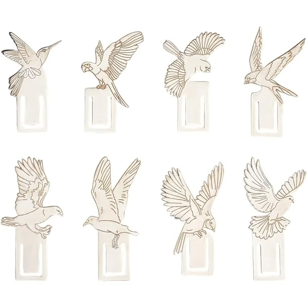 

24 шт., 8 стилей, металлические закладки с птицами, зажимы для книг из нержавеющей стали, этикетка для страниц книги для чтения любителей книг, писателей, студентов