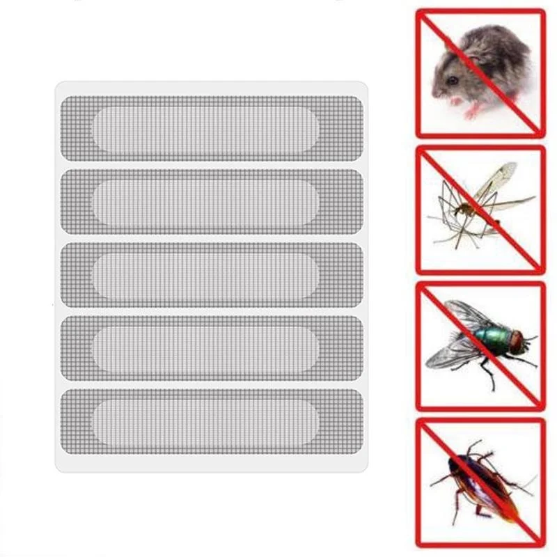 Moustiquaire autocollante pour fenêtre, 5 pièces/feuille, anti-insectes, ruban de réparation