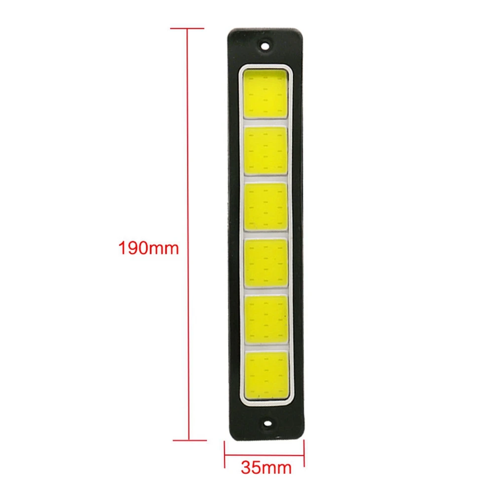 2Pcs Super Bright LED Daytime Running Lights Car Driving Fog Lamp Waterproof Flexible DRL COB LED Strip 190X35Mm 12V