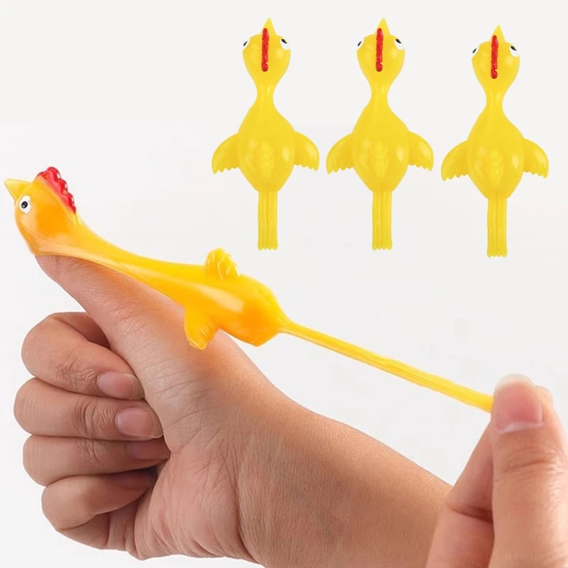 5-20 Pcs Catapult Launch Turkey Fun Slingshot Chick Practice Chicken Elastic Flying Finger Birds Sticky Decompression Toys