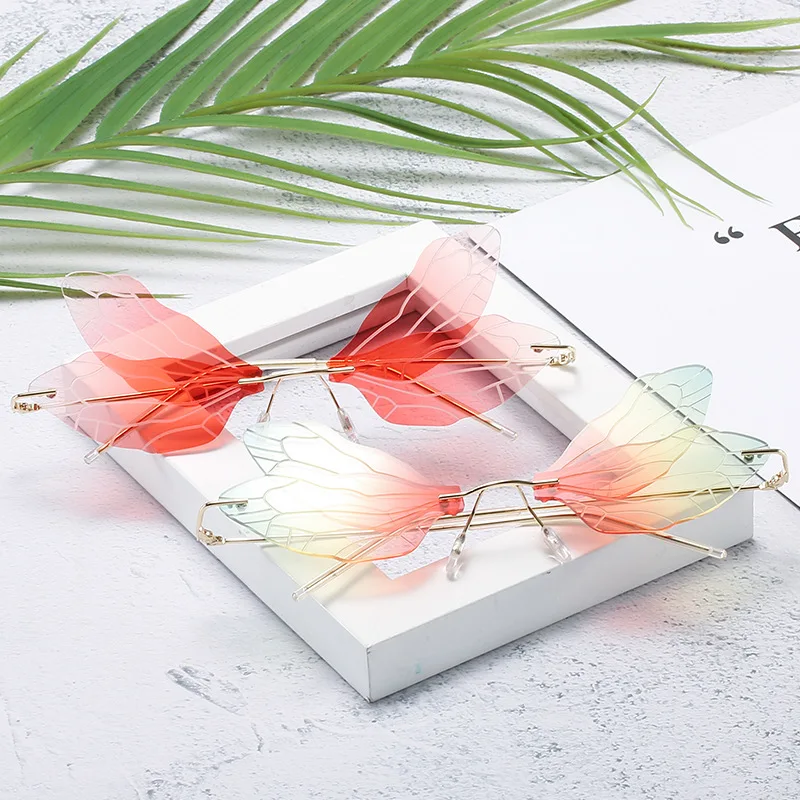 New Sunglasses Fashion Dragonfly Wings Frameless Sun Glasses Sunglasses Party Sunglasses