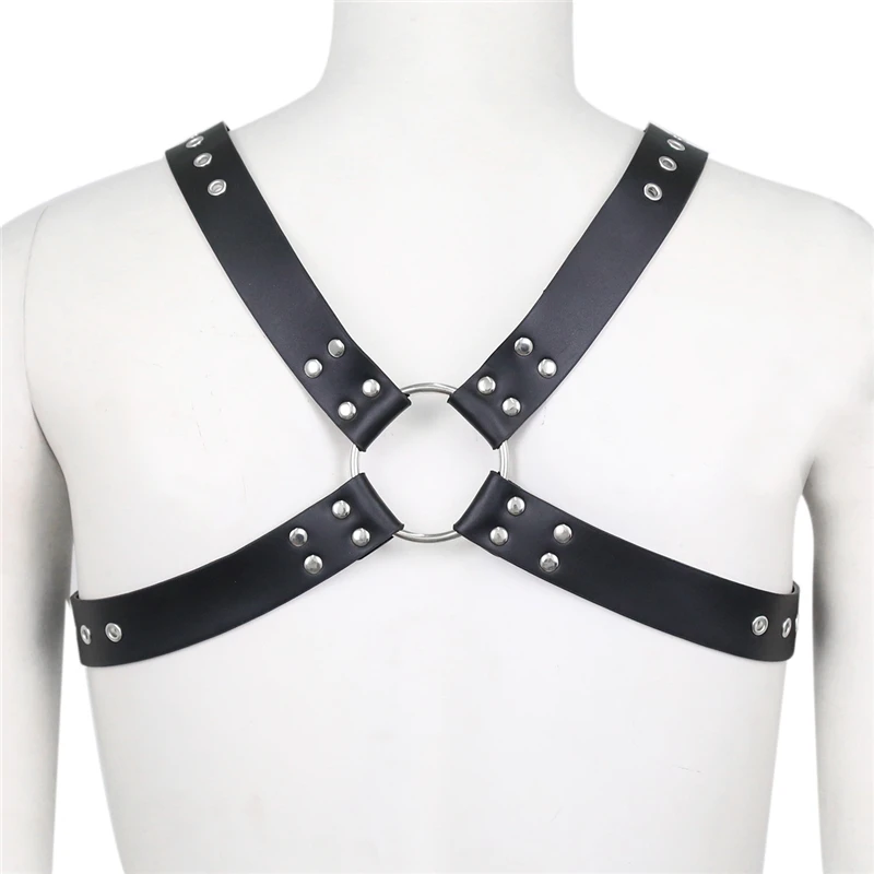 PU Leather Mens Harness Belts Fetish Gay Clothing Male Body Straps Lingerie Punk Rave Shoulder Chest Harness Men Costumes