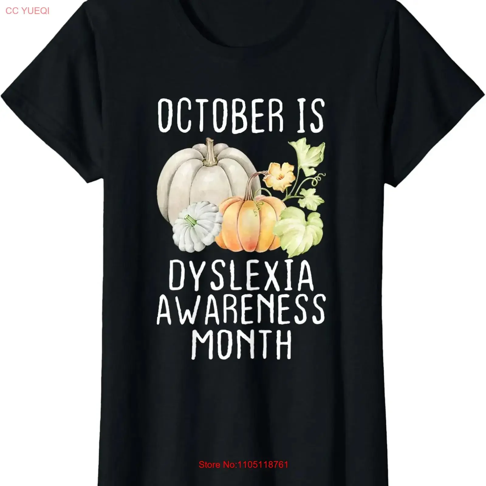 October is Dyslexia Awareness Month T Shirt Ladies' Crewneck long or short sleeves vintage Washed Stretched Slightly Stylish