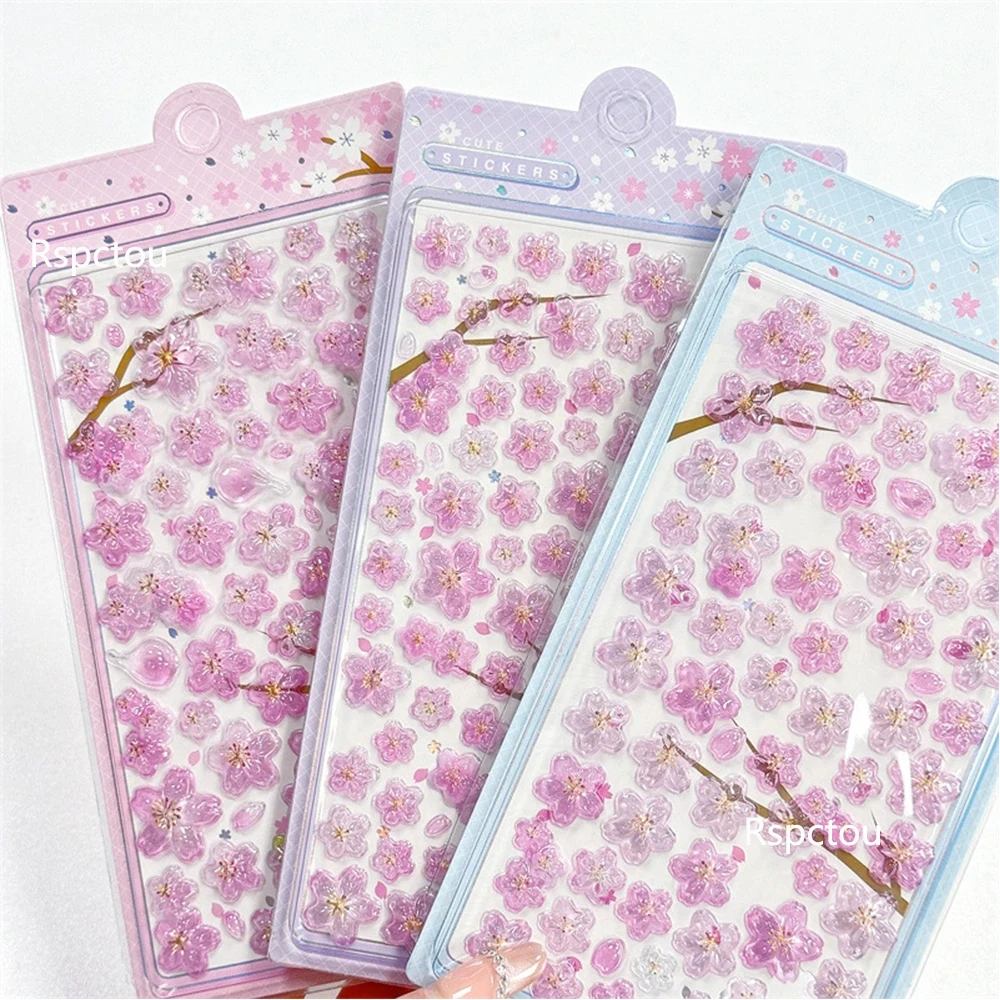 

1/6pcs Kawaii Cartoon Sakura Pink Cherry Blossom Stickers Waterproof Handmade DIY Hand Account Cute Decoration Sticker Toy Gifts