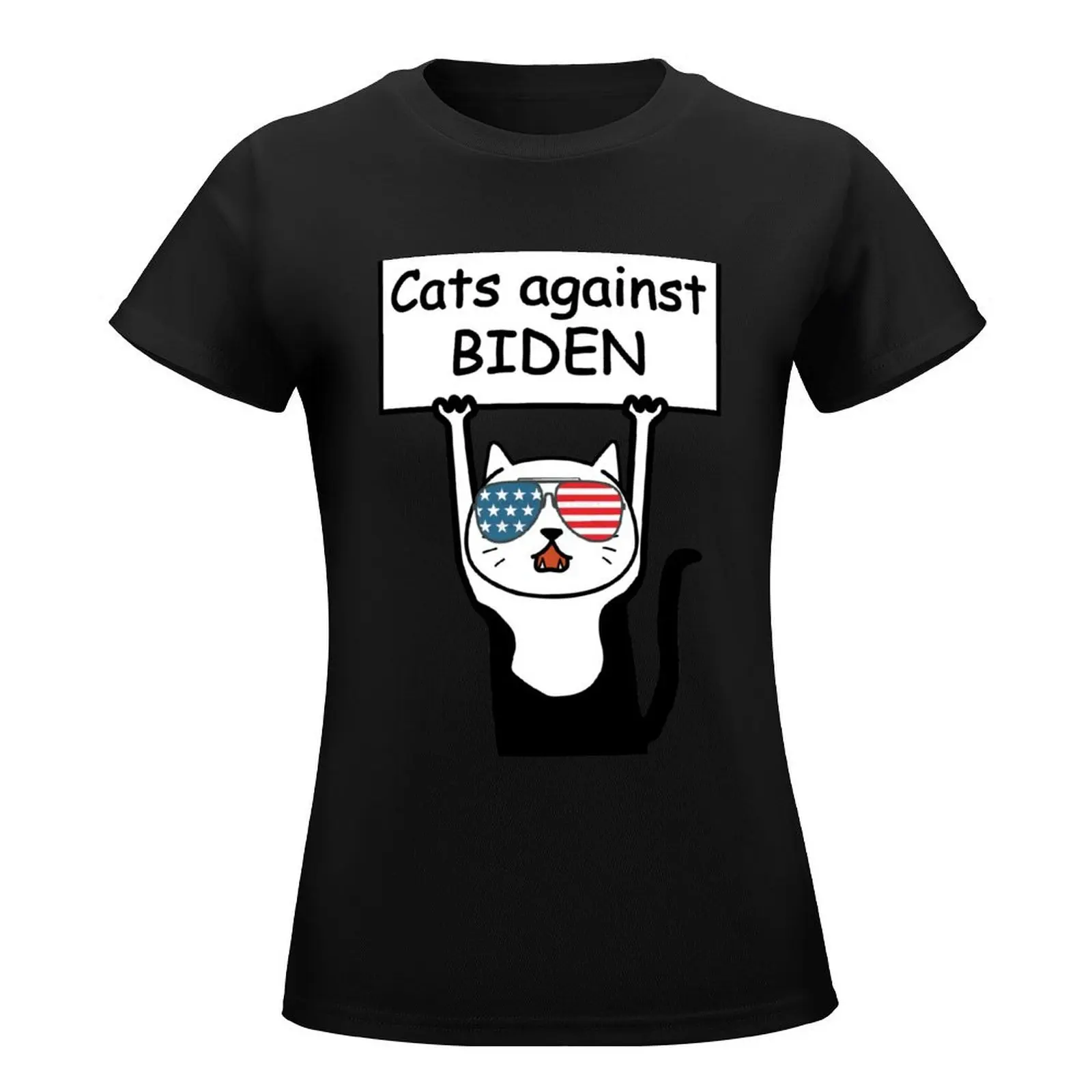 anti biden cats against biden T-Shirt funny tees rock and roll t shirts for Women