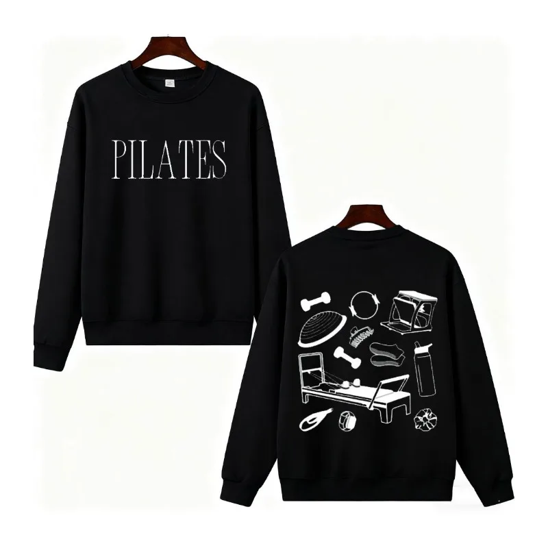 필라테스 스웨트셔츠 리포머 그래픽 크루넥 스튜디오 스트리트 애슬레저 후디 부드럽고 편안한 겨울옷 여성 Y2K 의류