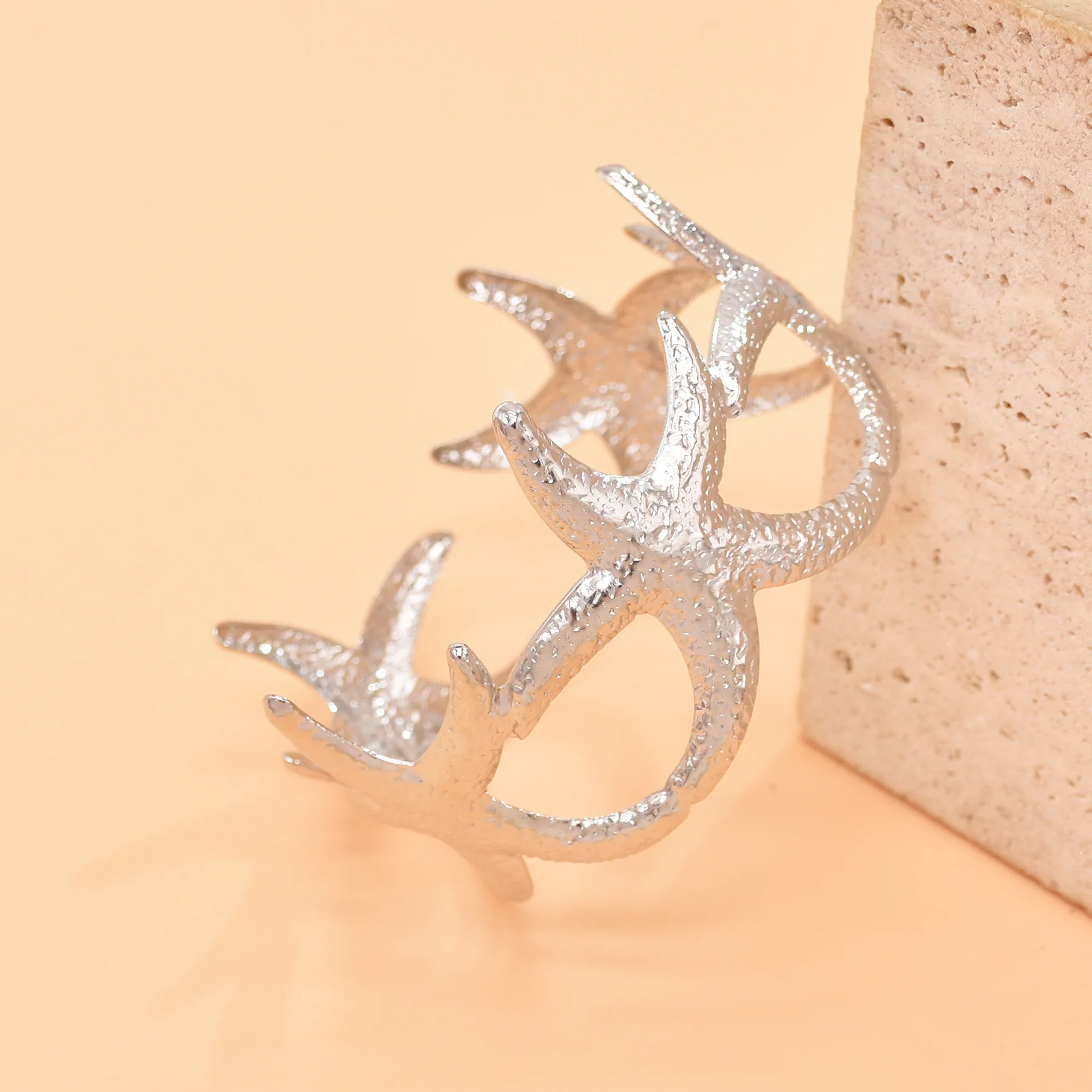 New Trending Golden Silvery Starfish Arm Bracelet for Women Summer Beach Party Charm Cuff Bracelets Bangles Jewelry Accessories