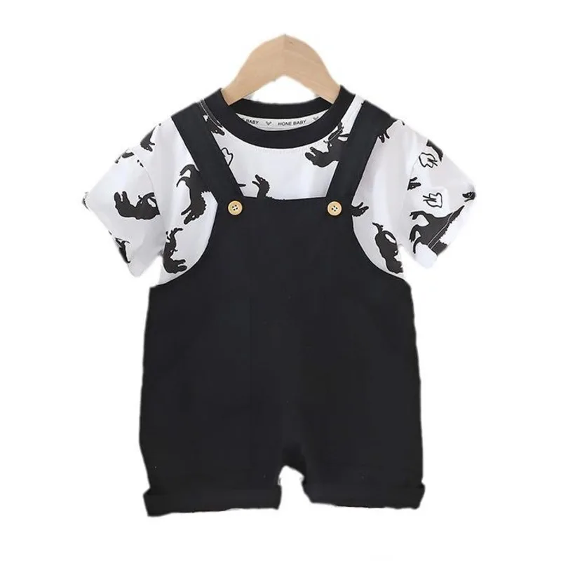 

New Summer Baby Clothes Suit Kids Boys Clothing Children T-Shirt Strap Shorts 2Pcs/Set Toddler Cartoon Costume Infant Tracksuits