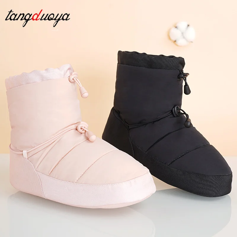 فتاة النساء أحذية الباليه الاحماء أحذية الرقص الشتاء أحذية الباليه أحذية الرقص الحرارية أحذية الباليه المضادة للانزلاق مقاومة للاهتراء