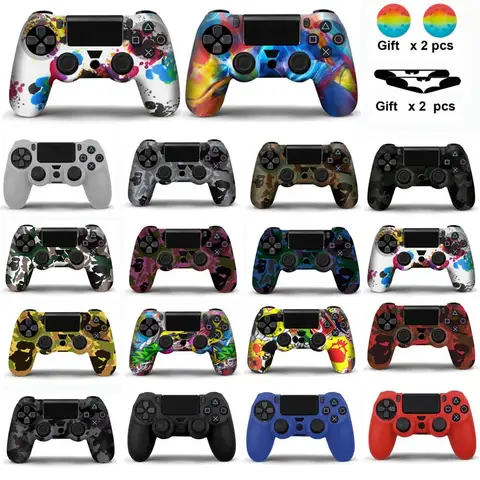 Silicone Case For PS4 Controller Cover For dualshock 4 Gamepad joystick Skin For PS4 Accesorios 2 thumbsticks Grips Caps