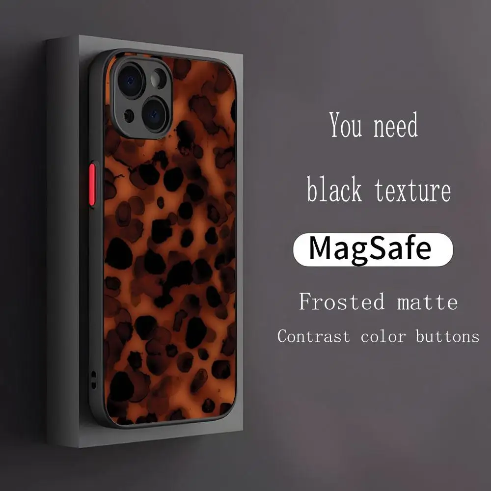 Stylish Tortoiseshell Leopard Phone Case NEW COOL Skin Feel Matte Magnetic For IPhone 16 15 14 13 12 11 X