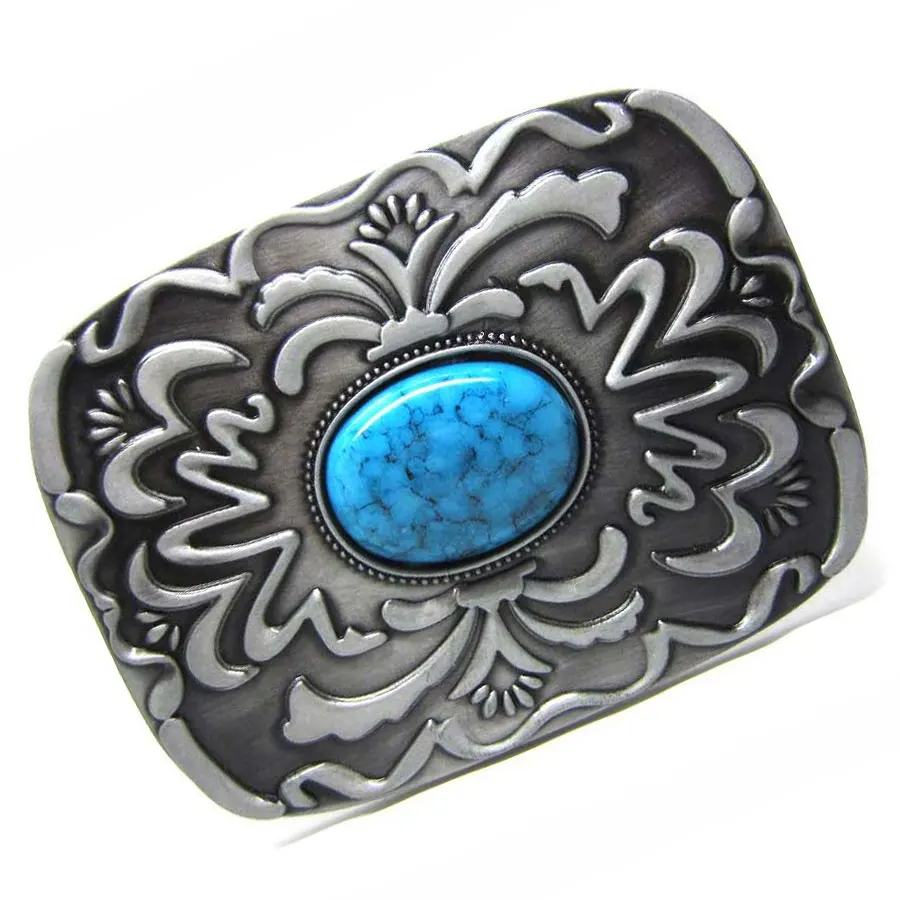 Cheapify Dropshipping Cowgirls Metal Sapphire Floral Brand Design fibbia per cintura donna 40mm