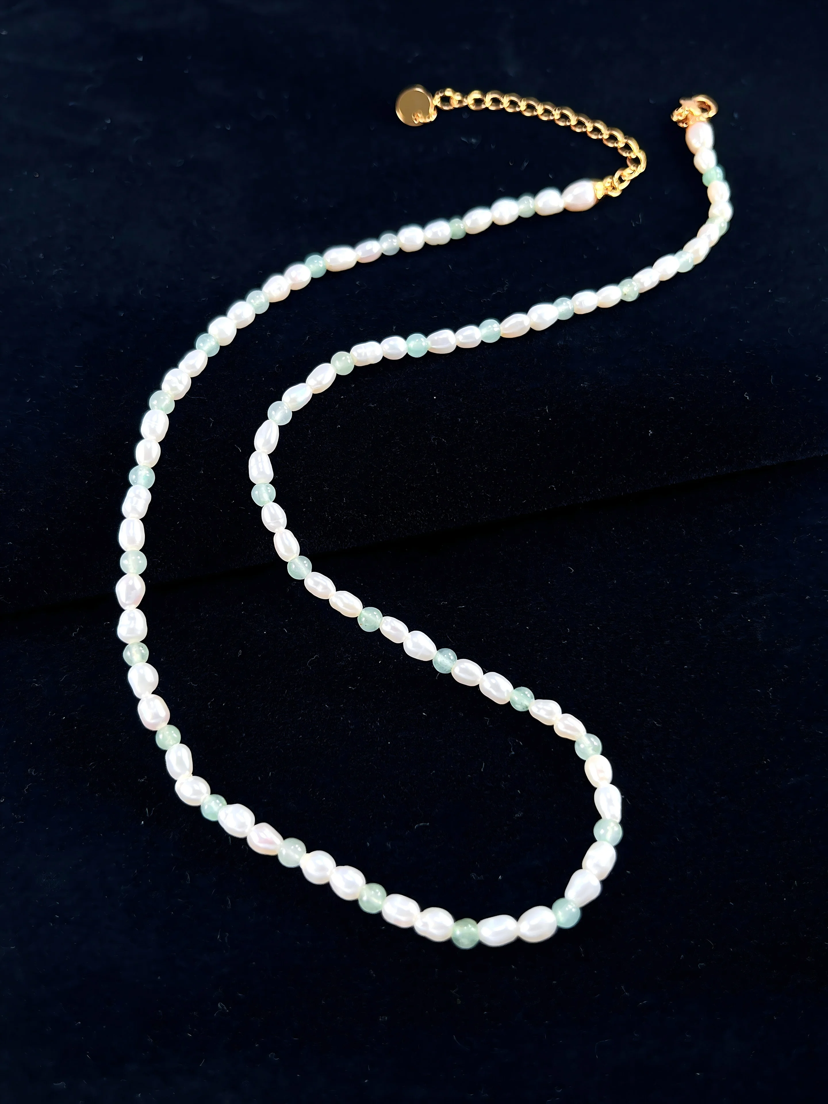 

natural green dongling jade round beads women's necklace summer fashion small fresh personality pearl match jewelry